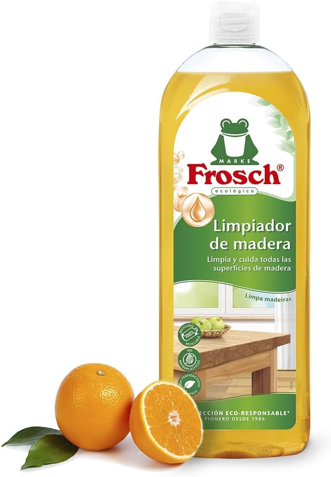 Frosch Limpiador Ecológico de Madera 750ml Spray - Limpieza y Mantenimiento Suelos y Superficies Madera - Fórmula Pino y Naranja - Elimina Manchas Difíciles
