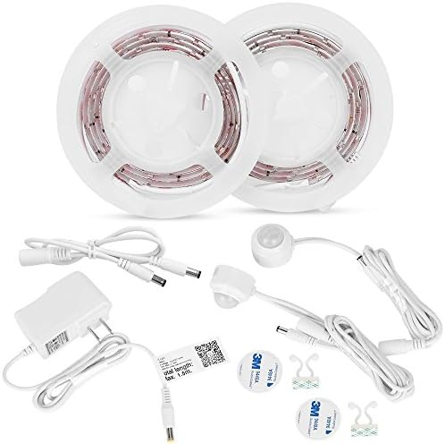 WARMQ Motion Activated Bed Light Smart Human Body Sensor Night Light Warm White Night Light Strip with Automatic Shut Off Timer for Under Bed, Staircase and Baby Room (Double)