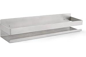 Womamny Shower Caddy, Bathroom Shelf Wall Mounted, 40cm Stainless Steel Shower Shelf With 2 Hooks for Bathroom Kitchen Balcony