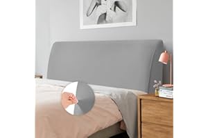 Caijin Bettkopfteil Hussen Bett Kopfteil Bezug, Weicher Strecken Samtstoff Staubdicht, Staubdichte Schutzhülle für gepolsterte Schlafzimmer Kopfteil, Samt Stoff (200-220 cm（King）, Silber Grau)