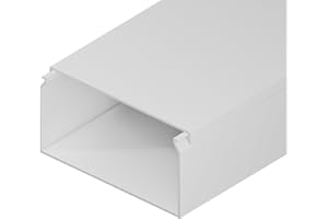 EDO Goulotte de Câble 80x40 mm Cache-Câble Blanc 2m - Goulotte PVC avec Couvercle à Clipser - Cache Câble Mural en Saillie - Goulotte Décorative TV, Bureau, Salon