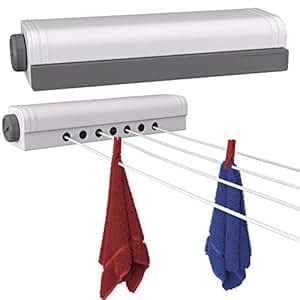 2x Wäscheleine ausziehbar automatische Wäscheleine 2x 14m Wandtrockner