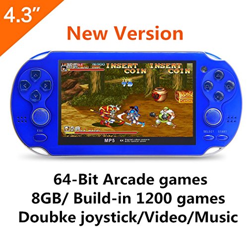 CZT 4.3 pulgadas consola de video portátil de 8GB 64Bit Consola de videojuegos incorporada 1200 juegos Soporte para Arcade NEOGEO/CPS/FC/SFC/GB/GBC/GBA/SMC/SMD/SEGA MP3 Player Support Ebook