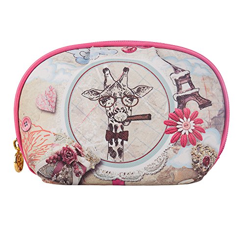 TaylorHe Waterproof Small Beauty Pouch Make-up Bag Cosmetic Case Zipped Top with Matching Lining Cute Giraffe