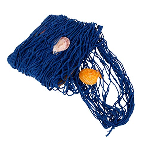 Hangqiao Rete da Pesca Decorativa Netto Cottone con Shell Addobbi Feste Casa - 2M x 1M Blu