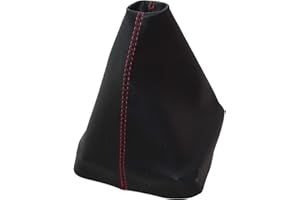 AERZETIX - Cuffia Soffietto - per Leva del Cambio - in Similpelle - pelle Nero con Cuciture Rosso