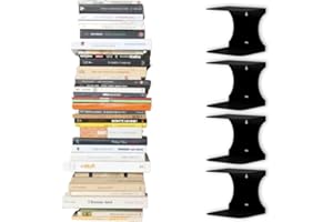 Flo.mar Mensole Libreria Grande invisibile a scomparsa con 8 ripiani di colore nero, per mettere i libri in pila altezza fino a 200 cm. Libri con profondità fino a 40 cm