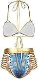 TDOLAH Damen Gold mehrfarbig Bikini-Sets mit hoher Taille Dreieck Top Strand Bademode - 3