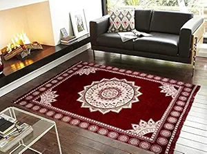 Kk Home Store Decor Floral Carpet (Maroon, Velvet, 6 x 9Feet )