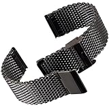 Uhrenarmband Geckota® Edelstahl Mailändische Maschen Dunkelgrau, Poliert, 22mm