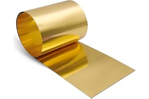 Uxney Tôle de laiton, plaque de laiton, feuilles de laiton dorées Rouleau de tôle de laiton 1000 mm x 200 mm x 0.3 mm pour l'artisanat, les réparations électriques, les projets de bricolage