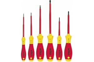 Wiha Schraubendreher Set 6-teilig Elektriker VDE geprüft, isoliert 1.000 V (00833) I Profi Schraubenzieher Set Schlitz/Kreuz I Elektriker Werkzeug
