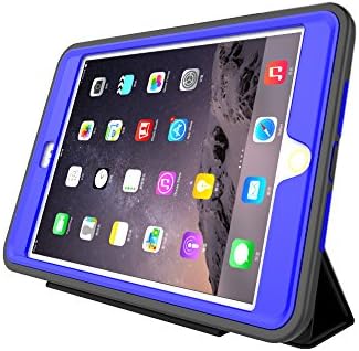 iPad Air 2 Case,Apple Only Smart Case for iPad Air 2, HEAVY DUTY EXTREME Protection / Rugged Slim Dual Layer Protective Cover With Standing 3 in 1 for iPad Air 2 (2014-2016) - Color (Navy Blue)