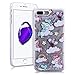 Produktbild SMART LEGEND für iPhone 7 Plus Hardcase Liquid Hülle Glitter Case Hartschale Transparent Schutzhülle Handyhülle Fließen Flüssig Schwimmend Premium Shiny Glanz Sparkle Bling Tasche Skin Schale Hart PC Clear Kristall Handytasche Etui - Glänzend Einhorn