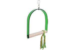 JUNPINGLIN Bird Swing Arched Bird Toys Parrot Chewing Toys with Cotton Rope Molar Stick for Budgie Cockatiels Conures Finches Small Parakeets