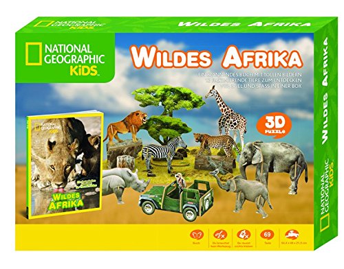 Preisvergleich Produktbild National Geographic KiDS - Wildes Afrika 3D Puzzle Box incl. Buch