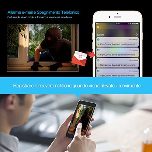 Sricam Telecamera di Sorveglianza 720P Wireless, Obiettivi Ruotabile, Audio Bidirezionale, ModalitÃ  Notturna a Infrarossi, Controllo Remoto, Compatibile con iOS e Android e PC