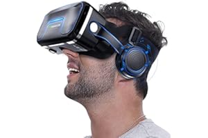 VRLEKAM 3D VR Brille für Handy, with Headset 3D VR Glasses Virtual Reality Brille PC Unterhaltung Anti-Blaulicht fit iPhone & Android 5,0-7,2 Zoll