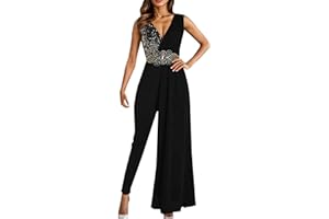 DAaomi Combinaison Femme Chic Mariage Grande Taille Combinaison Bustier à Plumes Sans Manches Sexy Bodysuit Combishort Longue Soiree Rompers Jumpsuit Playsuit Ceinturée à Taille Haute Playsuit