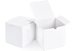 SHIPKEY 10PCS White Cardboard Gift Boxes with lids |10x10x10 cm Square Boxes | Small Gift Boxes Suitable for Party, Wedding, Christmas, Holidays, Birthdays and All Other Occasions