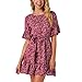 Produktbild Amphia Halbes Hülsen Verband Blumen Kleid Rockabilly Strandkleider Blumenmuster Sommerkleider Böhmen Weiss Kleider Sommermode Reizvolle Schulterkleid Skaterkleid (Rot, XL)