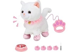 LUFEIS Gattino Giocattolo Interattivo, Gatto Da Compagnia Interattivo Realistico, Può Essere Smontato e Pulito, Camminare, Abbaiare E Scodinzolare per Ragazze di 3 4 5 6 Ann/Ragazzo