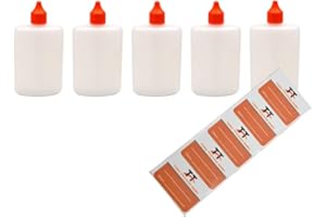 TORG TRADING Ovale Liquid-Flaschen 5 x 125ml - Flachmann, Kunststoffflaschen aus weichem HDPE inkl. 5 Etiketten (weiß/transparent) - Liquid Flasche - Tropfflaschen,Dosierflaschen,Dropper Flaschen,Quetschflaschen