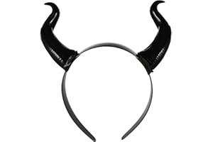 FOMIYES Halloween Devil Horns Headband Maleficent Horns Ox Horn Black Cospaly Hairband Gothic Animal Horn Hair Hoops Headdress for Women Men Halloween Christmas Party Dress Up