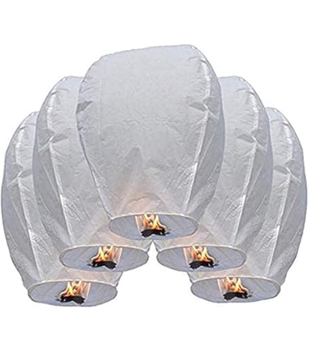 Scintille Luminose Matrimonio Lanterne Cinese Volanti 100% Biodegradabili - Lanterne Cinesi - Sky Lanterns Per Matrimoni, Compleanni, Feste, Commemorativi E Molto Altro (Confezione Da 6 Lanterne Di Carta Da Esterno