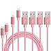 Produktbild YANSEN Erwachsene hjq102 4 Stück Nylonkabel 2m Ladekabel Für Apple iPhone 7/6 Plus / 7/6/5 / 5s / 6s Lightfast Datenkabel 4 Ipad Mini (rot), m