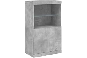 vidaXL Credenza con Luci LED Grigio Cemento 60,5x37x100 cm