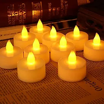 RUMPES Acrylic Led Tea Light Candle Diva Perfect LED Flame Less Yellow Diva Tea Light smokeless Candles for Home Decoration, Christmas,Birthday, Diwali Decorative Candles (Warm Yellow) (Pack of 6)