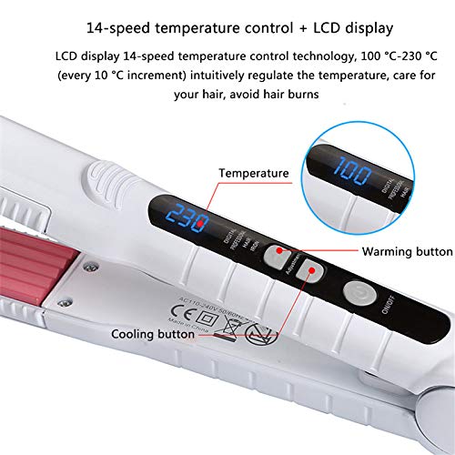 LiKin Hair Straightener 3-in-1 Changeable Plate Straightener 1 Inch Heating Plate Curler Ceramic LCD Does Not Hurt Hairpin  Color   White 