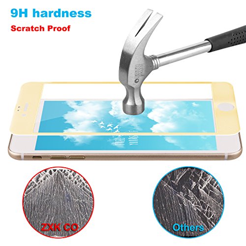 iPhone 7 Plus Panzerglasfolie, ZXK CO 2 Stück Ultradünn 3D Full Screen 99% durchsichtiger Displayschutzfolie Panzerglas Schutzfolie Schutzglas 9H Hartglas für iPhone 7 Plus – Gold 3D Round edge - 4