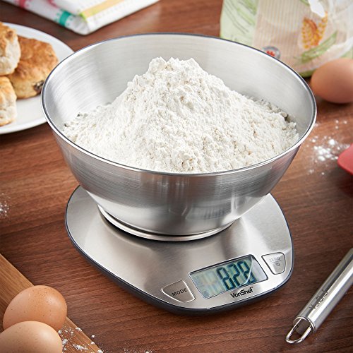VonShef Digital Elektronisch Rührschüssel Küchenwaage mit 5 kg Kapazität – Edelstahl – GRATIS 2-Jahres-Garantie - 2