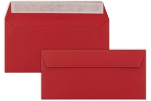 ‎FARBENFROH BY GUSTAV NEUSER 100 Brief-Umschläge DIN Lang - Rosen-Rot - 110 g/m² - 11 x 22 cm - sehr formstabil - Haftklebung - Qualitätsmarke: FarbenFroh by GUSTAV NEUSER