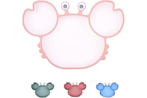 QSHARE Silicone Suction Plate for Baby,Non Slip Toddlers Divided Placemat with Suction Fit Most High Chair, BPA-Free Dishwasher & Microwave Safe Kid Travel Feeding Tray and Bowl Baby Plate