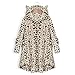 N / A Winter Hoodie weiblichen Sweatshirt weiblichen Mantel Mode Knopf mit Kapuze Frauen Kleidung Katzenohren Plüsch Top Reine Farbe warmen Mantel-Licht Leopard_M