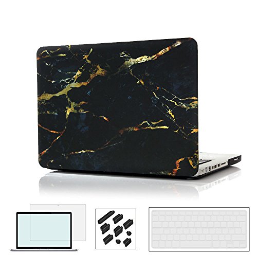 RYGOU Macbook Pro 13 Case, 4 in 1 Marmor Hard Case mit Keyboard Cover Screen Shell für Apple Macbook Pro 13 Zoll mit CD / DVD-Laufwerk Modell: A1278