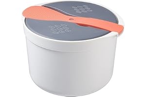 GLFLOW Olla arrocera multifuncional para microondas, para verduras, pasta y sopa con colador (naranja)