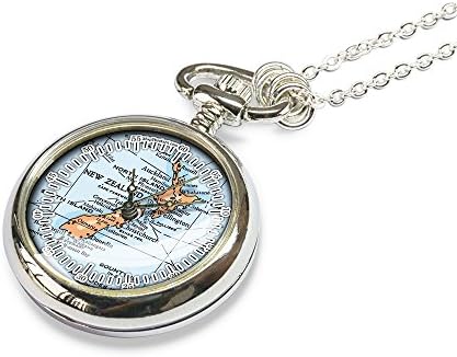 1983 New Zealand map pocket watch necklace - map jewelry - gift for her - mother - sister