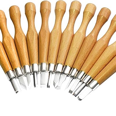 Kincrea ciseau à bois en acier carbone SKS7 12pcs outil de gravure kit avec housse de transport craft outil pour les débutants de menuisier les enfants et les professionnels sculpteurs etc
