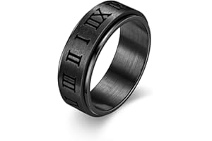 LAFATINA Vintage Römische Zahlen Spinner Ringe Herren Damen, Edelstahl Stressabbau Fidget Ringe, Inspirierend und Ermutigend, Hochzeits Bandringe