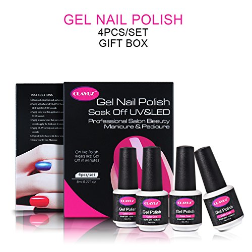 UV nagellack von Clavuz gel shellac set nagellack nail polish set soak off gel Grau (4xStück 8ML) - 6