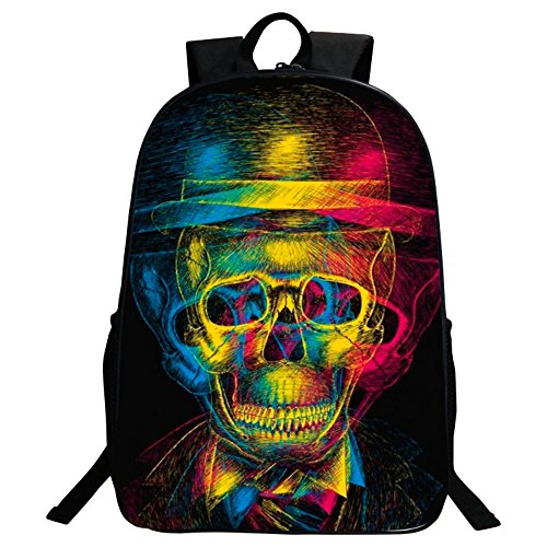 Zaino Borse, GIM Fashion Scuola Viaggio Campeggio Casual Daypacks Cool Skull Stampa Scuola Zaino Zaino, Colorful