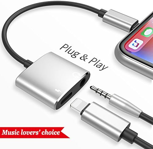 Lightning to 3.5mm Adapter Adaptor for iPhone X 10 8/8 Plus 7/7 Plus iPad Connector AUX Converter Earphone Adaptor Accessories Headphone Cable Splitter Accessories Metal Audio Jack Headphone Cable Earbud Adapter Support iOS 11 Later (Black)