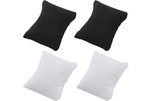 Beebeecraft ouate de Coton de Montre en ouate de Coton 4 pièce Oreiller de Montre Noir et Blanc Présentoir de Bijoux Coussins de Bracelet pour Boîte Cadeau 3.15x2.95 Pouce