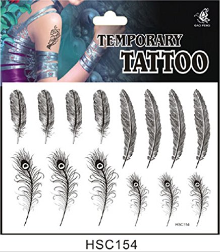 Romantic Feather Pattern Water Transfer Flash Fake Tattoo Sticker Sex Products Waterproof Temporary Tattoo Sticker The Wind Wind Blown Feathers