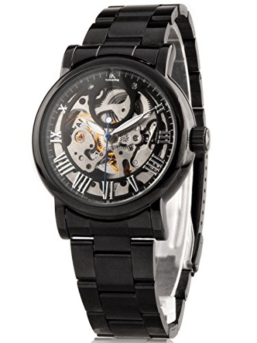 Alienwork IK mechanische Automatik Armbanduhr Skelett Automatikuhr Uhr schwarz Metall 98294G-A Alienwork IK mechanische Automatik Armbanduhr Skelett Automatikuhr Uhr schwarz Metall 98294G-A