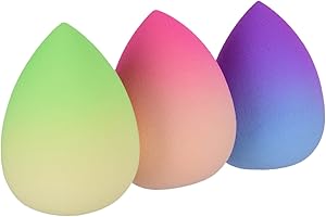 Beauty Makeup Blender/Foundation Sponge Trio Set by Impora London. Original Teardrop/Egg Shape. Vegan, Latex Free. For use with Liquids, Concealer and Cream Make up [3 Sponges Bright Colours]